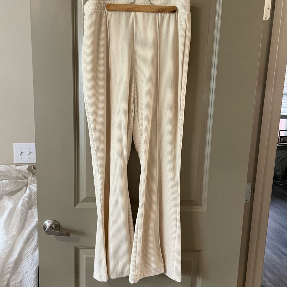 Aerie Cream Boot Cut Flare Pants with Soft Comfort